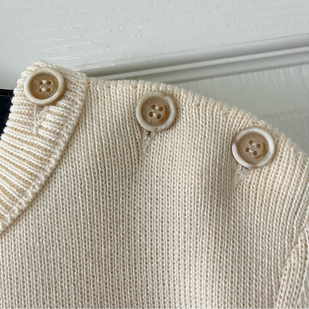 SAINT LAURENT Striped Sweater - Ivory / Gold Metallic - Size Small - Picture 7 of 11